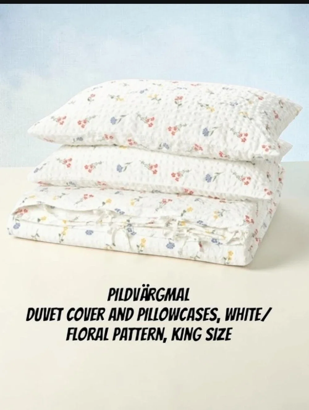 White Floral Duvet Cover & Pillowcases - King Size